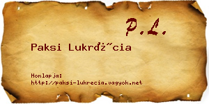 Paksi Lukrécia névjegykártya